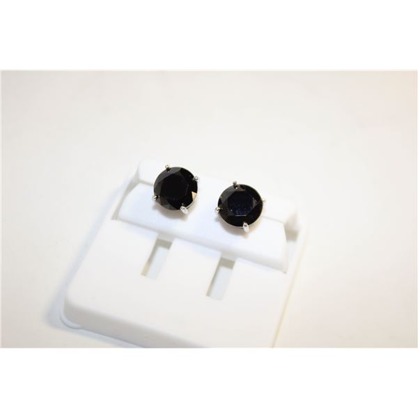 NEW SILVER PLATED EARRINGS WITH BLACK STONES