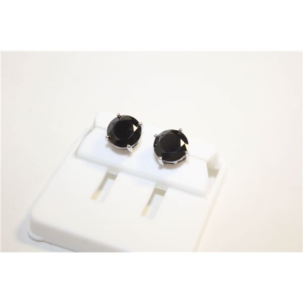 NEW SILVER PLATED EARRINGS WITH BLACK STONES