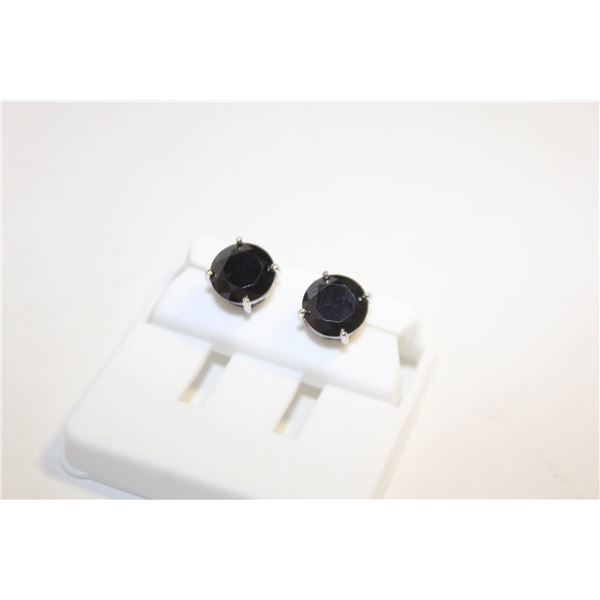 NEW SILVER PLATED EARRINGS WITH BLACK STONES