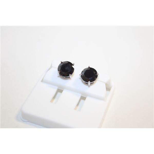 NEW SILVER PLATED EARRINGS WITH BLACK STONES