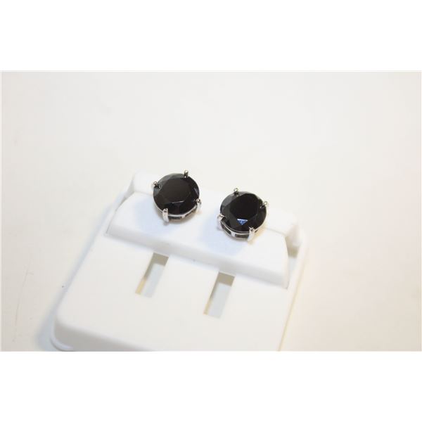 NEW SILVER PLATED EARRINGS WITH BLACK STONES