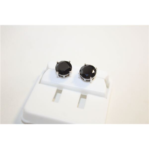 NEW SILVER PLATED EARRINGS WITH BLACK STONES