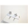 Image 1 : NEW SILVER PLATED SQUARE CUT STUD EARRINGS