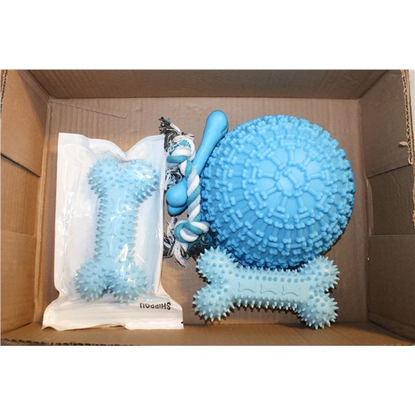 FLAT OF ASSORTED DOG TOYS