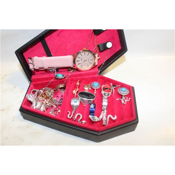 NEW VAMPIRE COFFIN JEWELRY BOX FULL OF JEWELRY