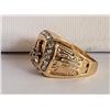 Image 2 : 12) FREEMASON'S CRYSTAL ENCRUSTED RING GOLD TONE