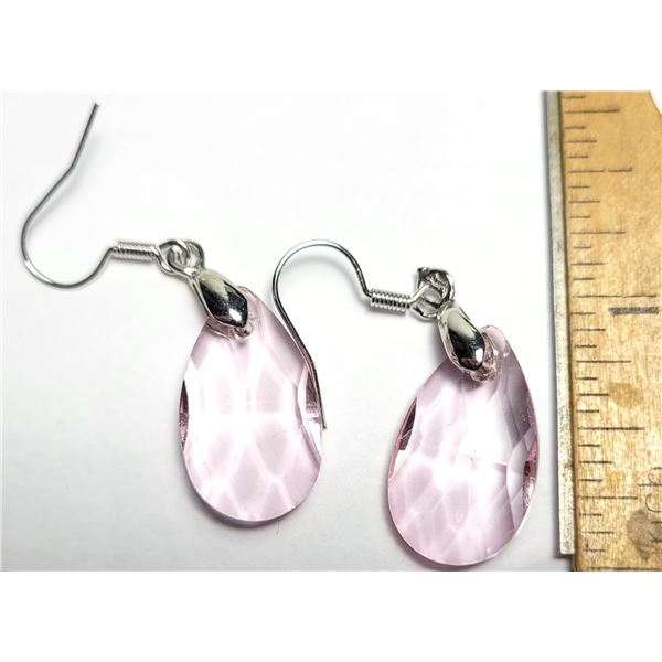 10) FACETED PEAR SHAPE CRYSTAL DROP EARRINGS