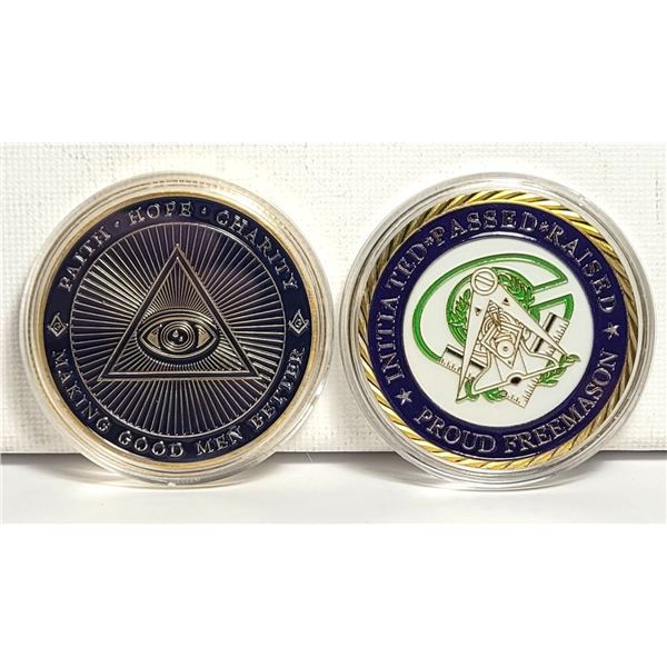6) LOT OF 2 ENCAPSULATED FREE MASON TOKENS