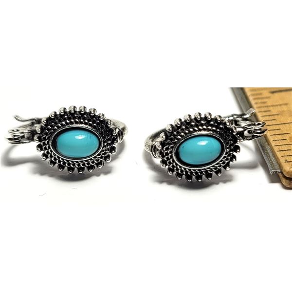 11) PAIR OF FAUX TURQUOISE SAFETY CLASP EARRINGS