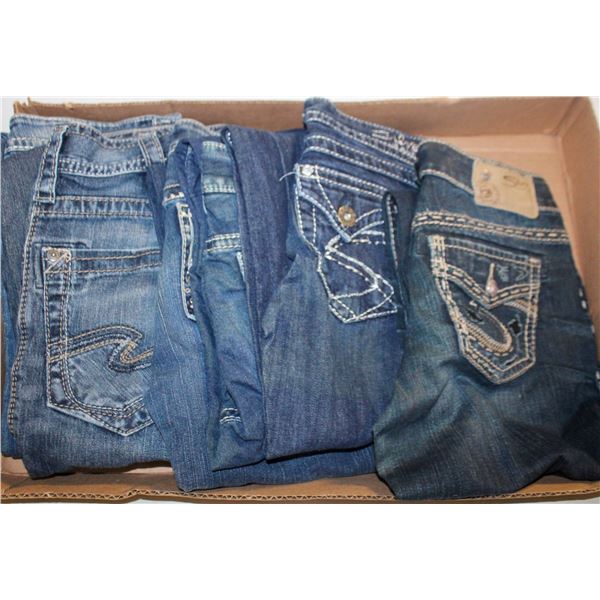 LOT OF 6 SILVER BRAND JEANS - VARIOUS SIZES