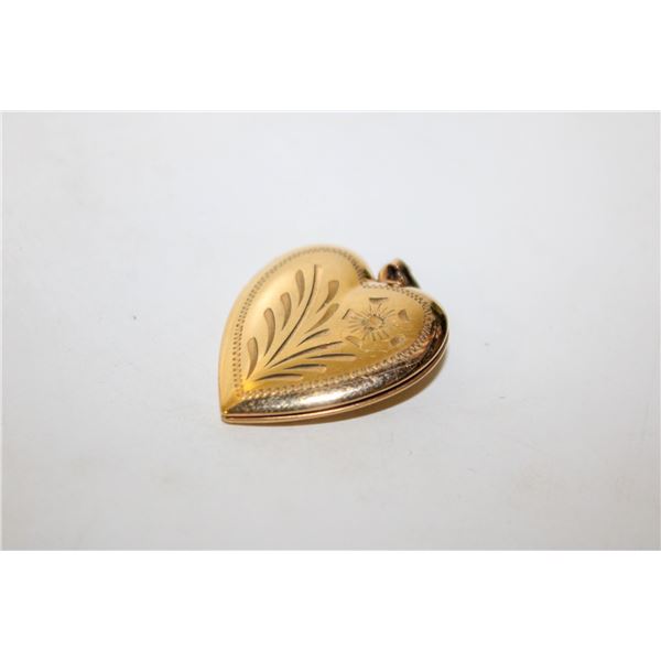 LARGE GOLD FILLED STAMPED HEART LOCKET 5.4 GRAMS