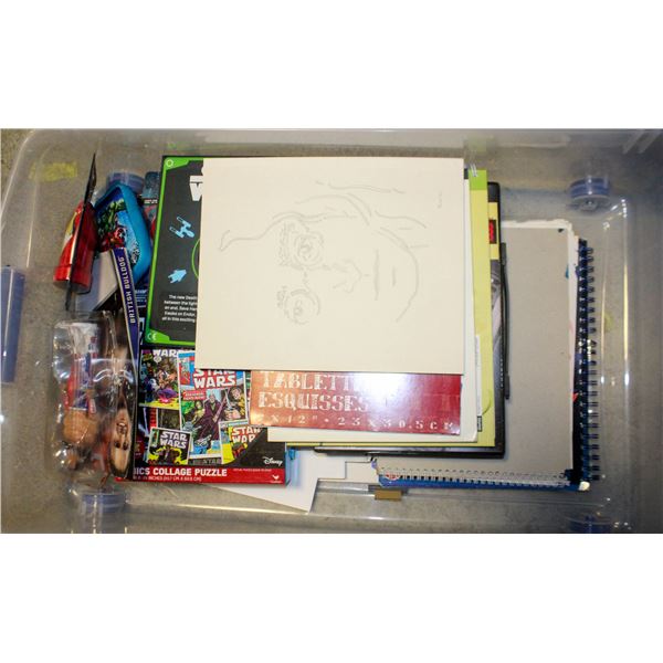 BIN OF POP CULTURE BOOK AND SKETCH BOOKS
