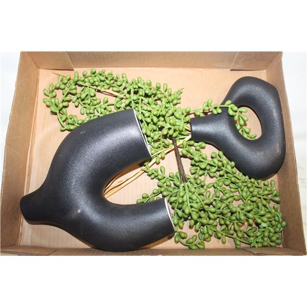 2 SILK PLANTS IN VASES