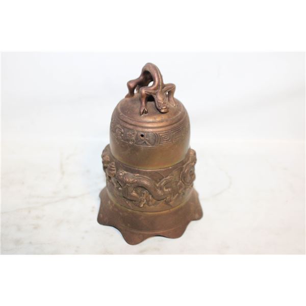 SOLID BRASS TIBETAN TEMPLE BELL - 6.75" HIGH