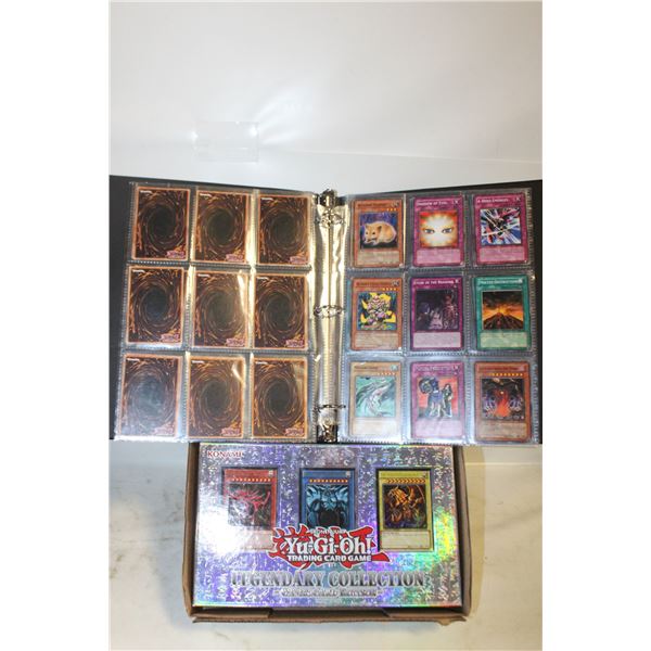 BINDER OF YU-GI-OH CARDS AND GAMEBOARD