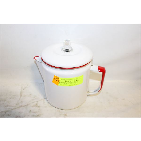 VINTAGE WHITE W/ RED TRIM ENAMEL