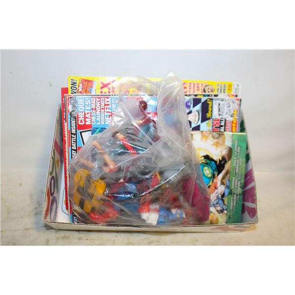 LOT OF COMIC FIGURES AND BOOKS