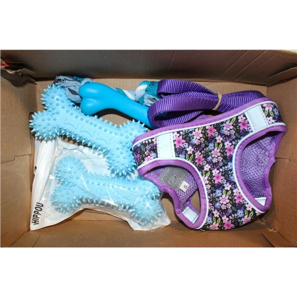 FLAT OF DOG BONE TEETHING AND HARNESS
