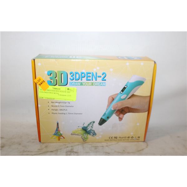 3D PEN PRINTER PEN PENCIL DIY COLORED PEN WITH