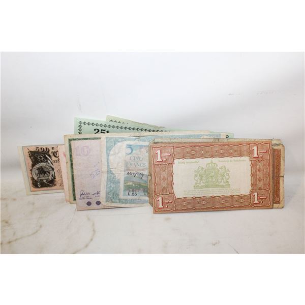 ASSORTED PAPER CURRENCY FROM THE 1900S - 1960S.
