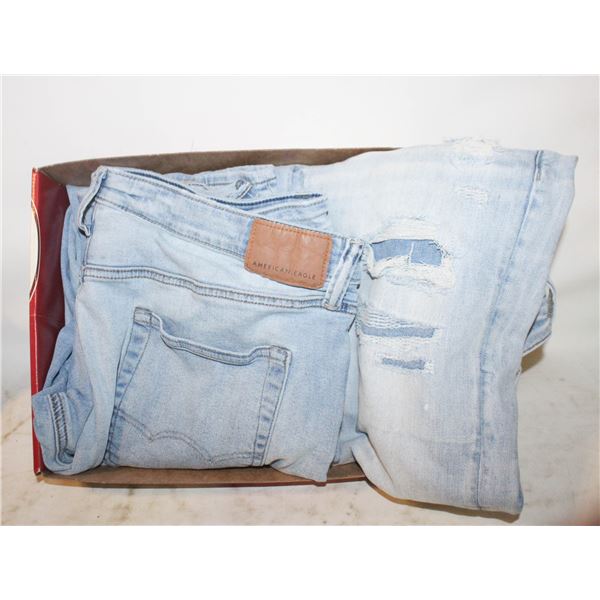 2 PAIRS MENS AMERICAN EAGLE JEANS 36/34 - 36/32