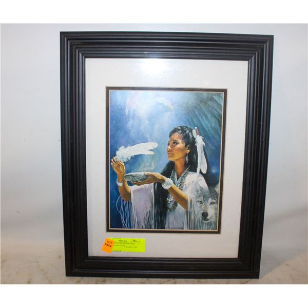 INDIGENOUS THEMED FRAMED MATTED AND GLASS