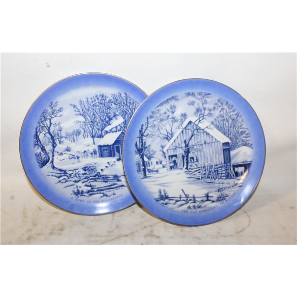 2 DECORATIVE PLATES, BLUE AND WHITE 1990S