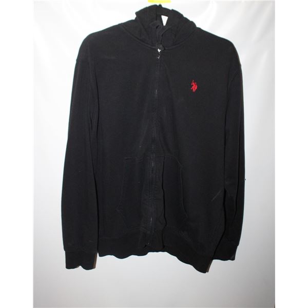 POLO ASSN. BLACK ZIP-UP HOODIE - MEN'S SIZE XL