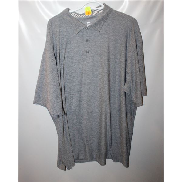 MENS GREY POLO SHIRT CLASSIC SHORT SLEEVE SZ 3XL