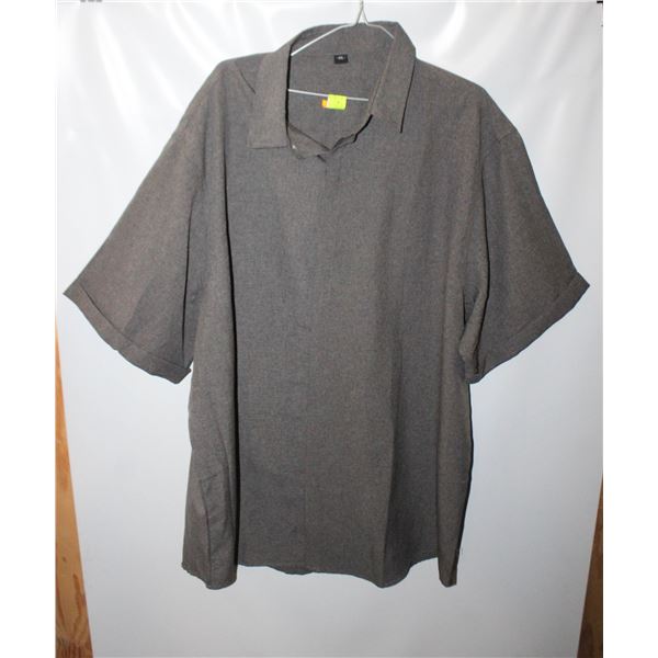 MENS SHORT SLEEVE BUTTON UP SHIRT 4XL GREY NEW