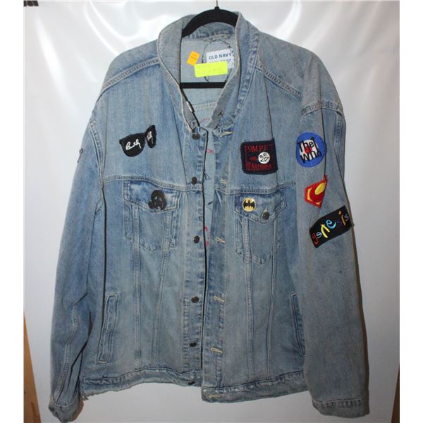 OLD NAVY 4XL DENIM JACKET WITH PATCHES