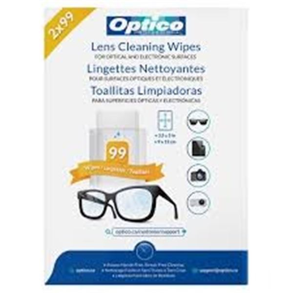 NEW W BOX 99 WIPES OPTICO LENS CLEANING WIPES