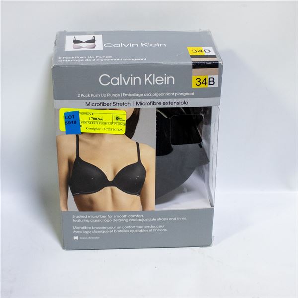 2PK CALVIN KLEIN PUSH UP PLUNGE BRAS 34B