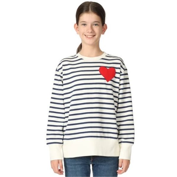 NEW GAP KIDS STRIPED HEART PULLOVER SZ 10/12