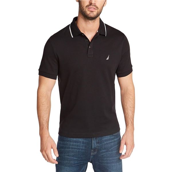 NEW NAUTICA BLACK POLO GOLF SHIRT SZ SMALL