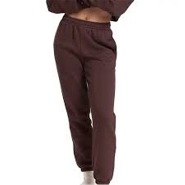 NEW LAZYPANTS WOMENS FLEECE JOGGERS BROWN MEDIUM