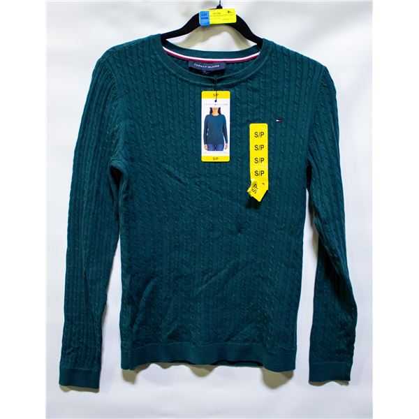 NEW TOMMY HILFIGER KNIT LONG SLEEVE TEAL COLOR