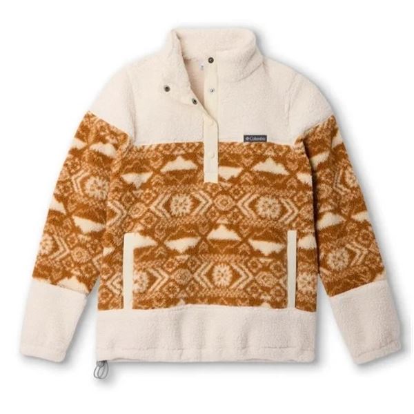 NEW COLUMBIA WOMENS CREAM SHERPA PULLOVER FLEECE