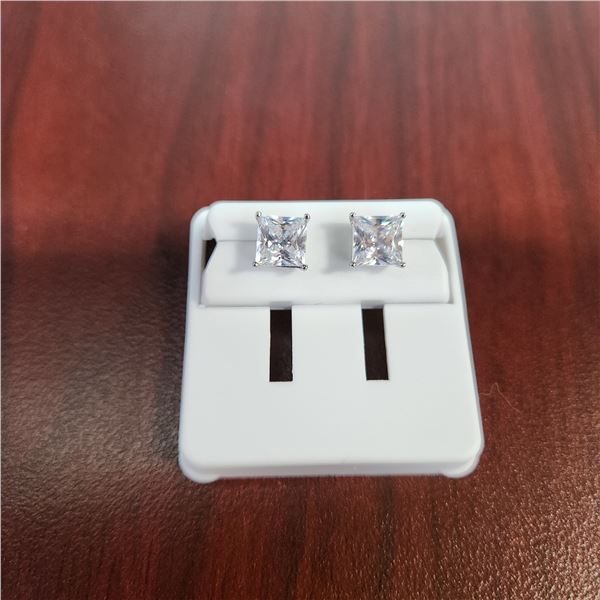 NEW SILVER PLATED SQUARE CUT STUD EARRINGS