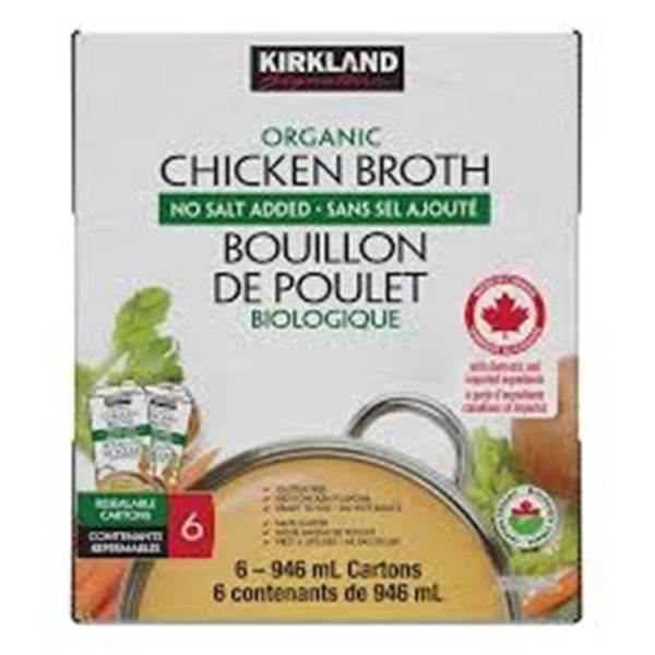6 X 946ML KIRKLAND ORGANIC CHICKEN BROTH