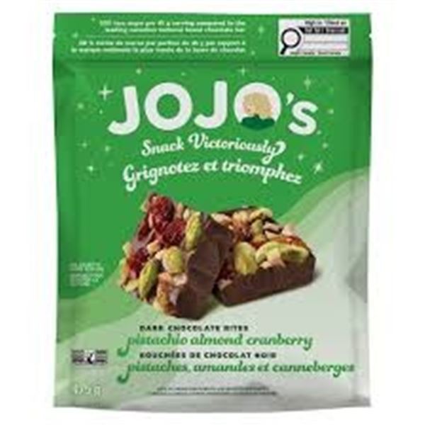 475G JOJO DRK CHOCOLATE PISTACHIO ALMOND CRANBERRY