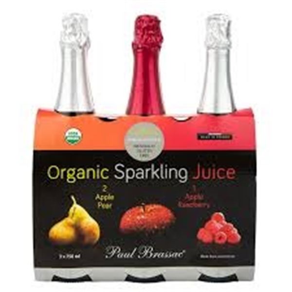3 X 750ML PAUL BRASSAC ORGANIC SPARKLING WATER