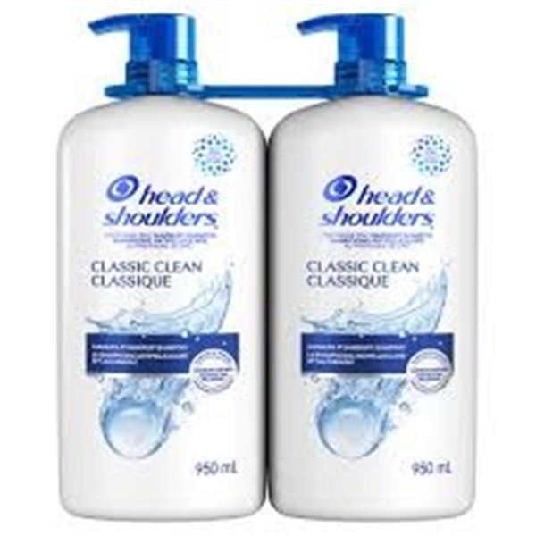 2 X 950ML HEAD & SHOULDERS CLASSIC CLEAN SHAMPOO
