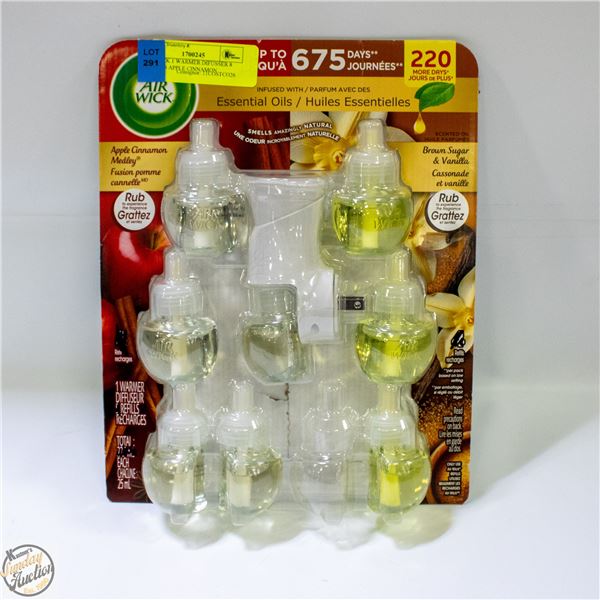 AIRWICK 1 WARMER DIFUSSER 8 REFILLS APPLE CINNAMON