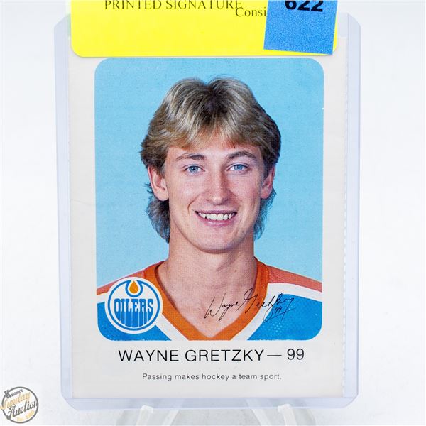 WAYNE GRETZKY 1982-83 OILERS PRINTED SIGNATURE