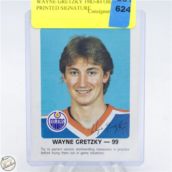 WAYNE GRETZKY 1983-84 OILERS PRINTED SIGNATURE