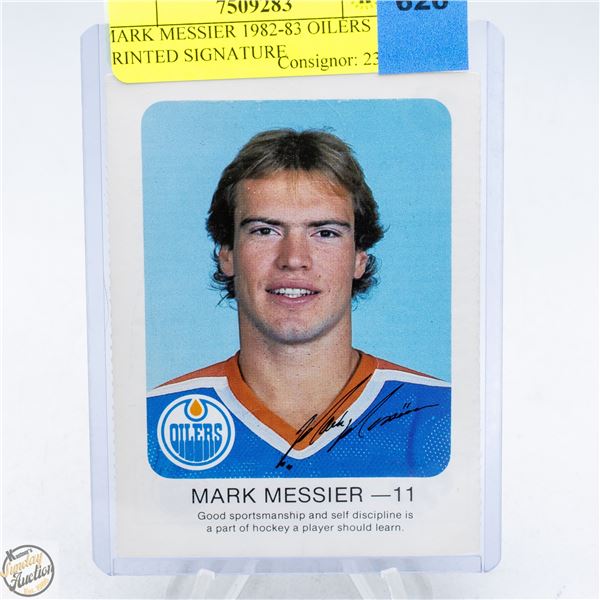 MARK MESSIER 1982-83 OILERS PRINTED SIGNATURE