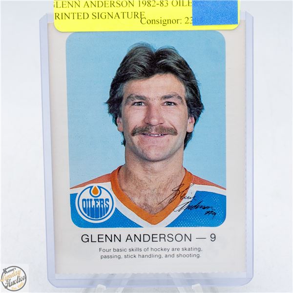 GLENN ANDERSON 1982-83 OILERS PRINTED SIGNATURE
