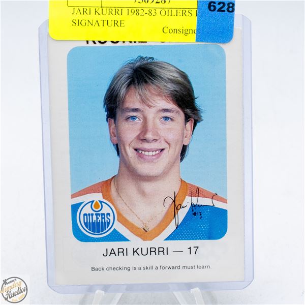 JARI KURRI 1982-83 OILERS PRINTED SIGNATURE