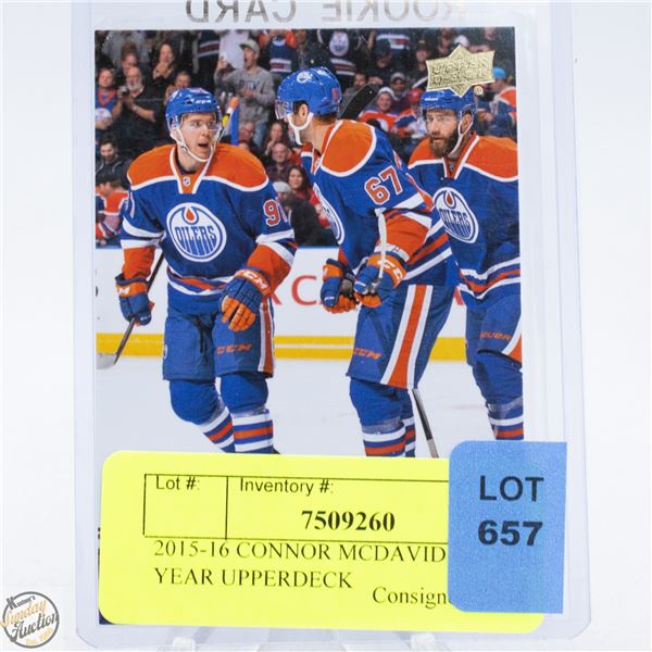 2015-16 CONNOR MCDAVID ROOKIE YEAR UPPERDECK